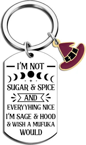 Kids Witch Keychain Witchy Gifts for Women Teen Girls Daughter Friends Vintage Decor Horror Goth Spooky Keychain Cute Naughty Brithday Christmas Gifts for Sister Besties BFF