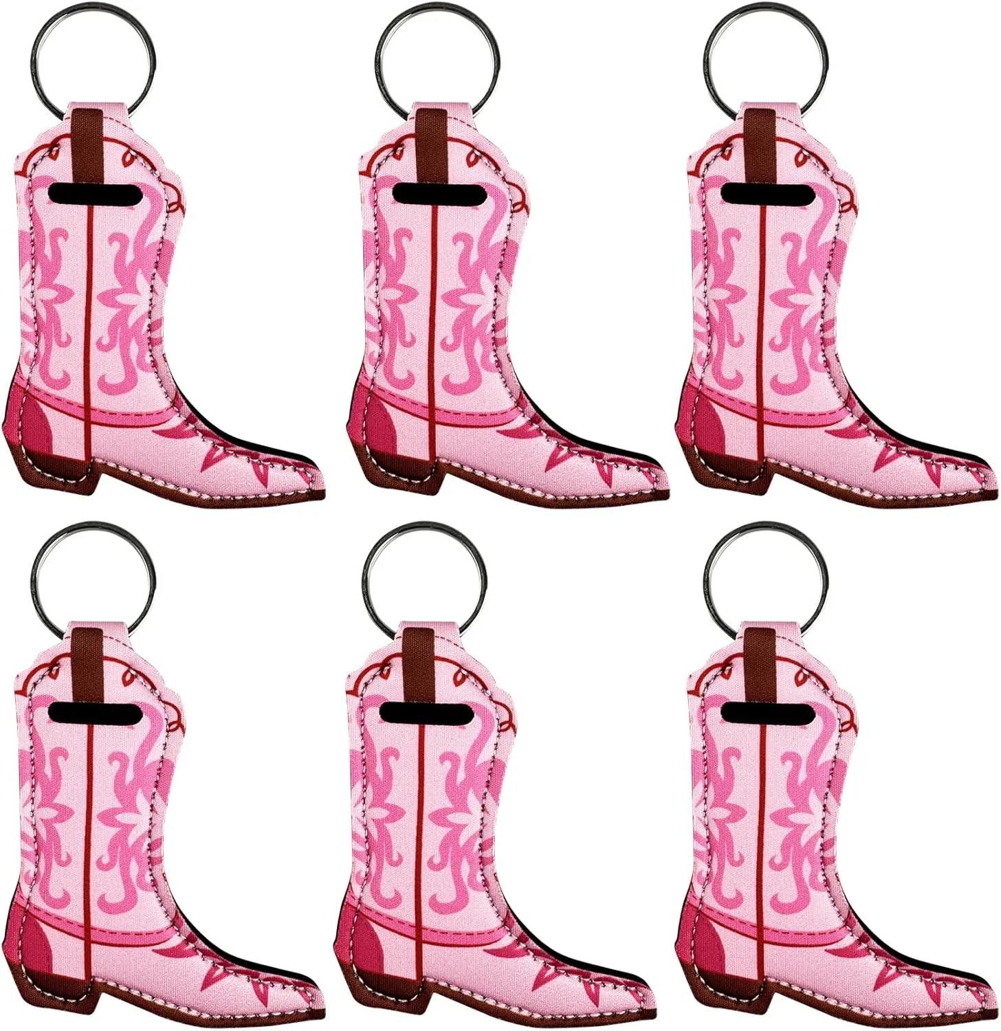 KIDZVEFUN 6 Pcs Lipstick Holder Keychain Bulk for Cowgirls, Bridesmaid Proposal Gifts, Western Cowgirl Boots Lip Balm Lip Gloss Holder Keychain for Women