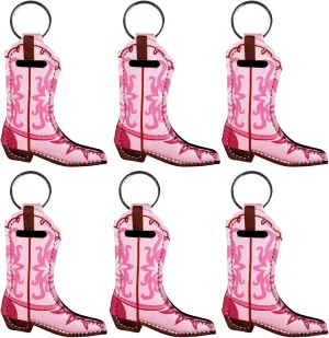 KIDZVEFUN 6 Pcs Lipstick Holder Keychain Bulk for Cowgirls, Bridesmaid Proposal Gifts, Western Cowgirl Boots Lip Balm Lip Gloss Holder Keychain for Women