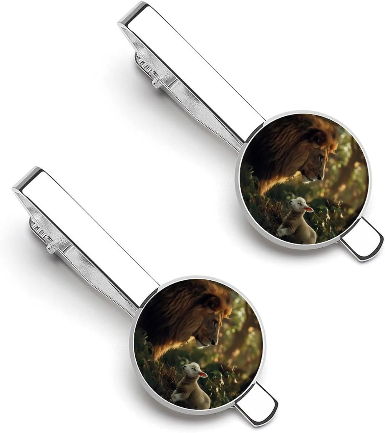 Kings Lion And Sheep Men's Tie Clip Round Tie Bar Tie Tack Pins Jewelry Accessories for Father's Day Gifts