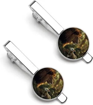 Kings Lion And Sheep Men's Tie Clip Round Tie Bar Tie Tack Pins Jewelry Accessories for Father's Day Gifts