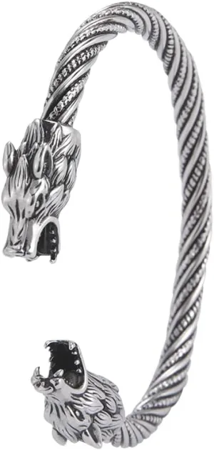 kkjoy Viking Bracelet for Men Stainless Steel Animal Head Screw Teen Cuff Bangle Norse Biker Nordic Pirates Amulet Jewellery