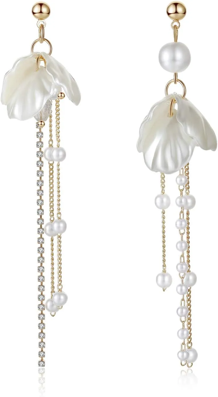 Kruckel Lightweight Pearl Earrings for Women - Elegant Gold Dangling Stud Earrings for Womens  Hypoallergenic Large Pearl Drop Earrings Jewelry for Brides, Office, and Special Occasions Gift for Your Beloved