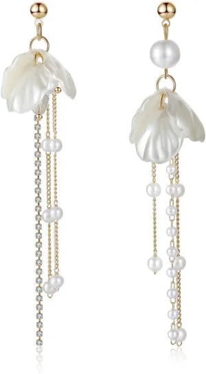 Kruckel Lightweight Pearl Earrings for Women - Elegant Gold Dangling Stud Earrings for Womens  Hypoallergenic Large Pearl Drop Earrings Jewelry for Brides, Office, and Special Occasions Gift for Your Beloved