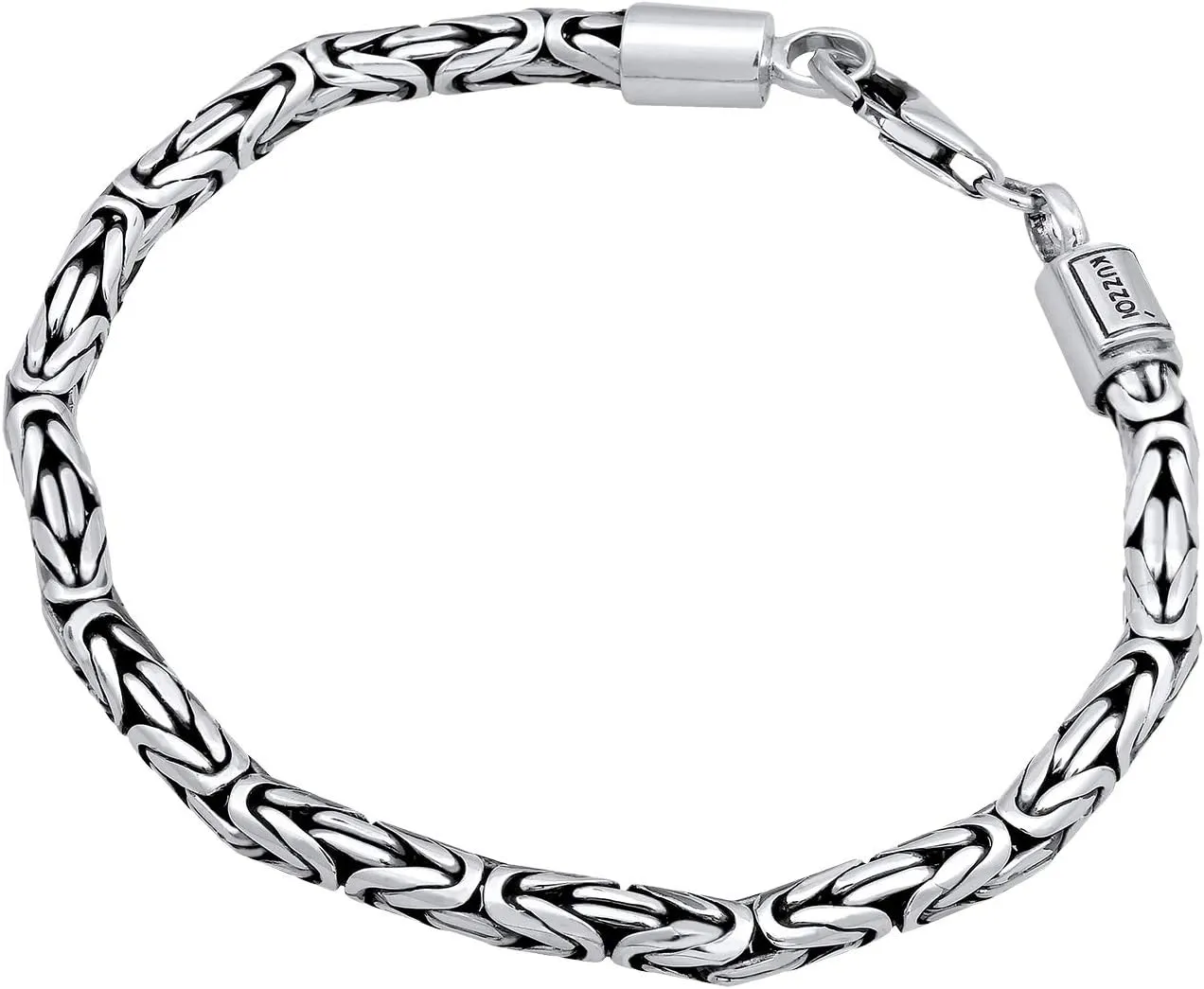 kuzzoi Men Bracelet curb cuban chain massiv shiny solid with Clasp made of 925 sterling silver, length 7.48 inch  9.05 inch, width 0.16 inch, 0.71 oz, 0206141819