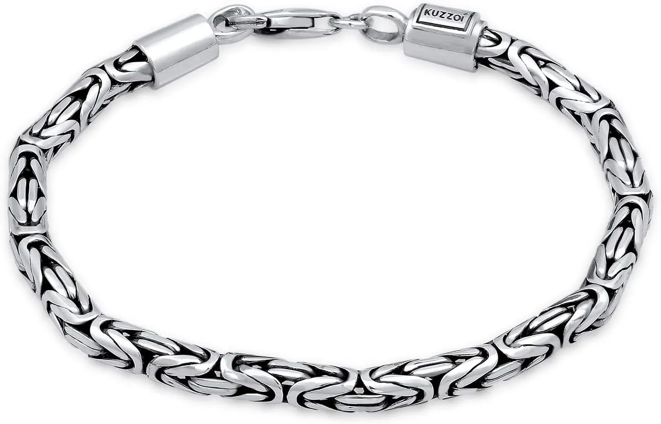 kuzzoi Men Bracelet curb cuban chain massiv shiny solid with Clasp made of 925 sterling silver, length 7.48 inch  9.05 inch, width 0.16 inch, 0.71 oz, 0206141819