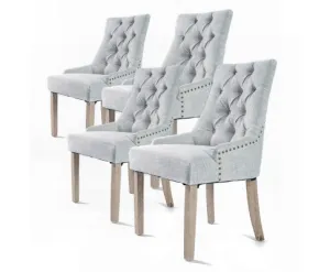 La Bella 4 Set Grey French Provincial Dining Chair Amour Oak Leg