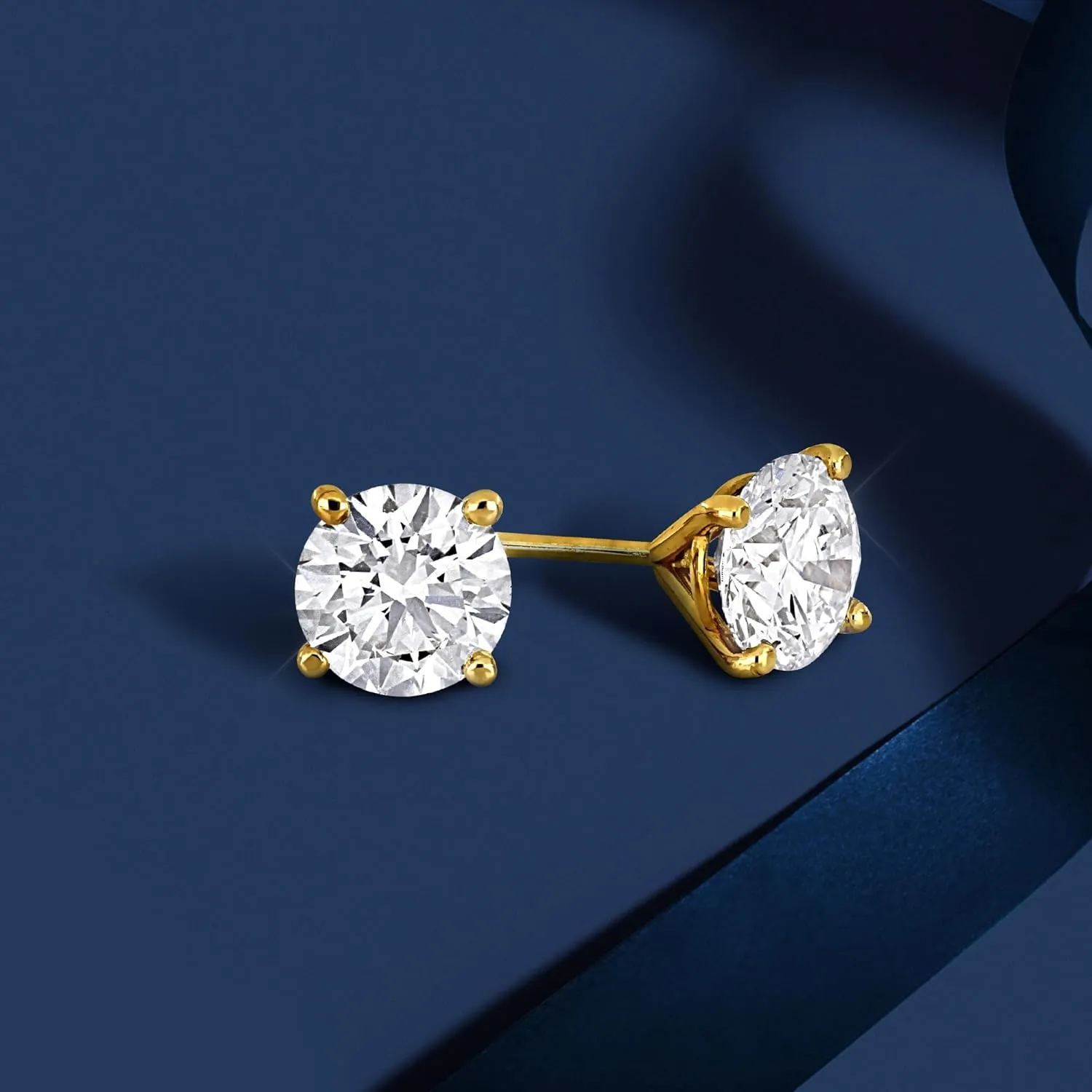 Lab-Grown Diamond Stud Earrings With Unique laser engraved Diamond ID, Set In Platinum, White Gold or Yellow Gold - D Color, VVS2 Clarity, IGI Certified Lab-Grown Diamonds - Available in 1 to 5 CTTW
