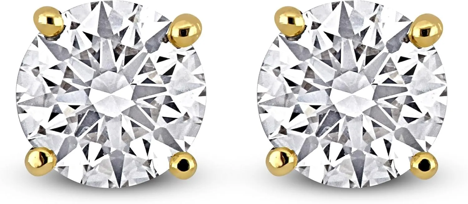 Lab-Grown Diamond Stud Earrings With Unique laser engraved Diamond ID, Set In Platinum, White Gold or Yellow Gold - D Color, VVS2 Clarity, IGI Certified Lab-Grown Diamonds - Available in 1 to 5 CTTW