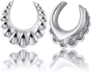 LADEMAYH 2Pcs 1 inch Gauges, Silver 25mm Classy Design Saddle Plugs Tunnels Ear Gauges
