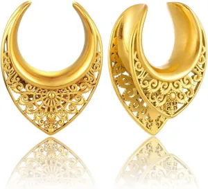 LADEMAYH 2Pcs Ear Plugs Gauges for Women, Elegant Saddle 0g-25mm Gauges for Ears, Surgical Stainless Steel Ear Tunnels Gauge Earrings Body Jewelry