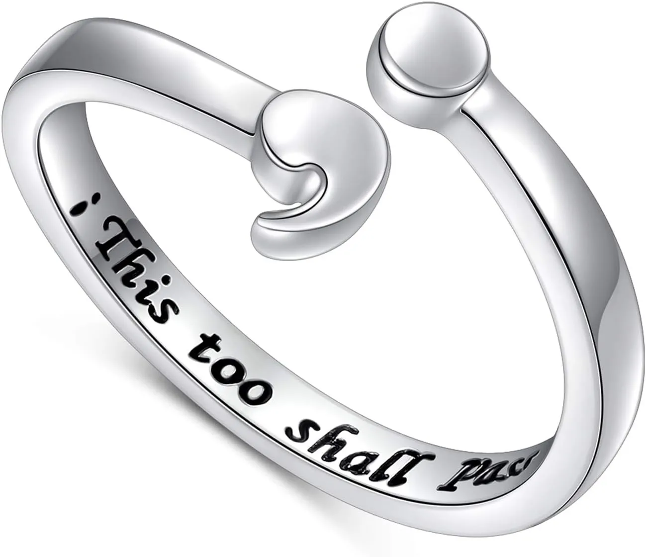 Ladytree My Story Isn't Over Yet Sterling Silver Semicolon Ring This Too Shall Pass Ring Jewelry Size 5-10