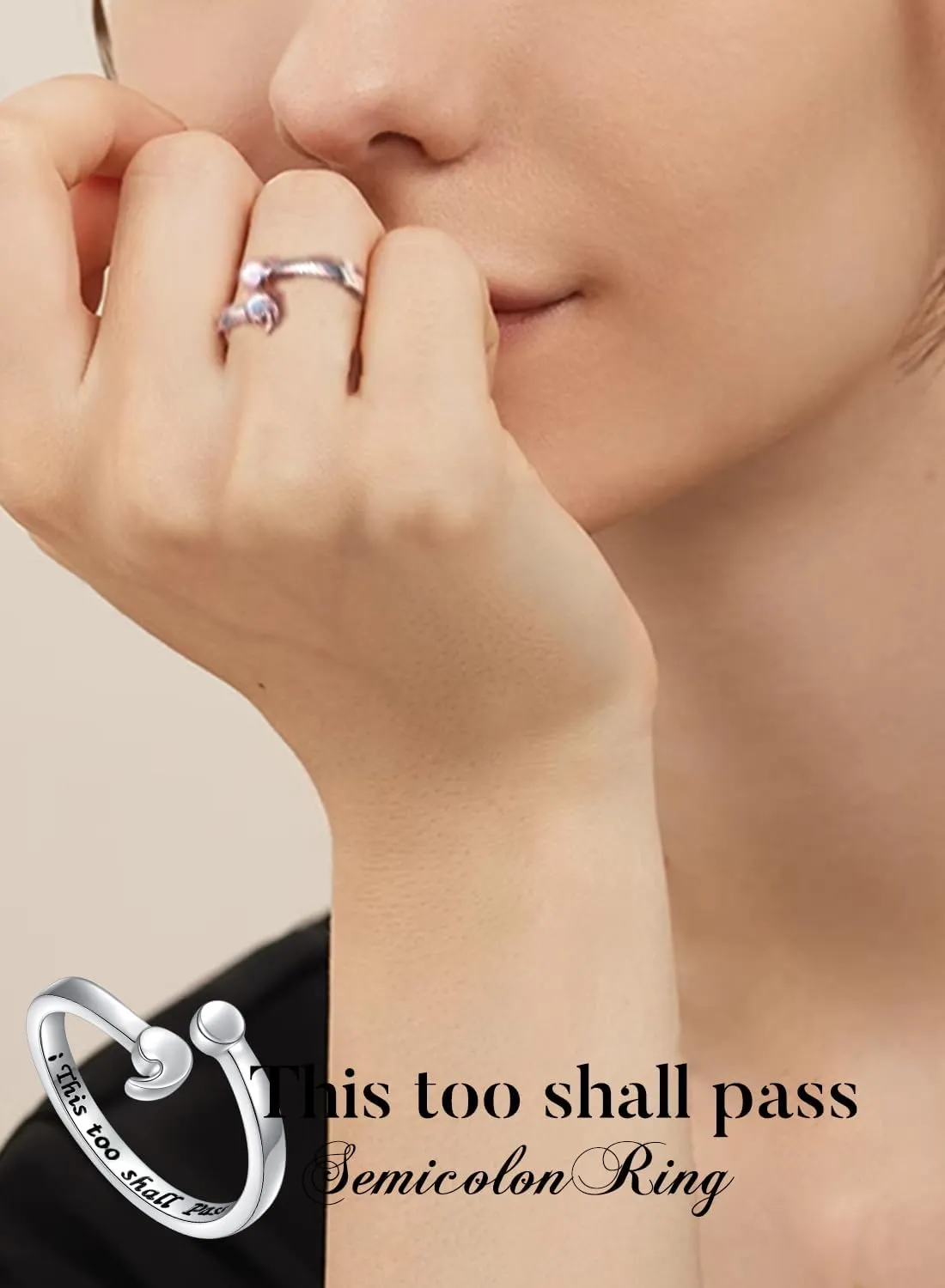 Ladytree My Story Isn't Over Yet Sterling Silver Semicolon Ring This Too Shall Pass Ring Jewelry Size 5-10