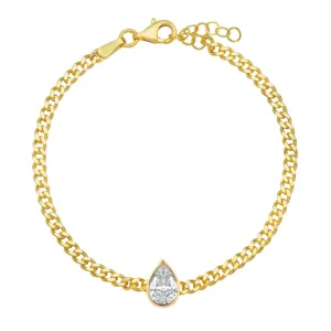 Large Pear Diamond Cuban Bracelet