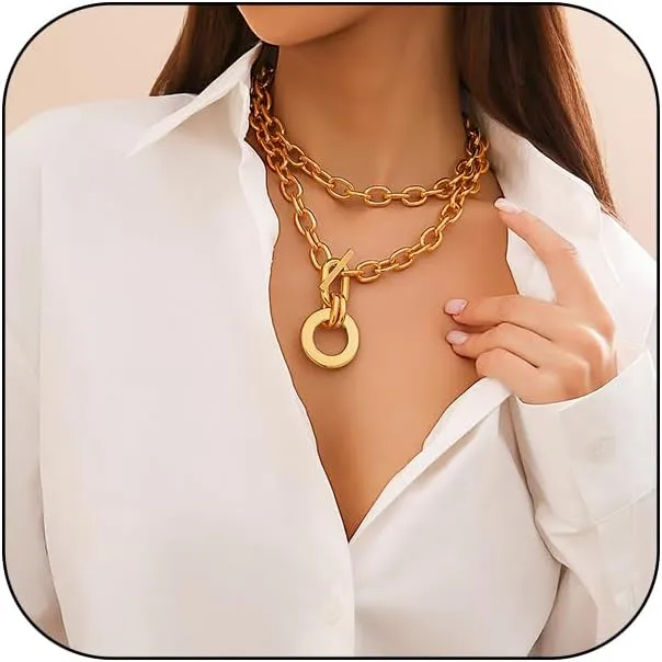 Layered Gold Necklaces for Women Dainty 14K Gold Plated/Silver Chain Necklace Layering Gold Necklace Set Jewelry for Women