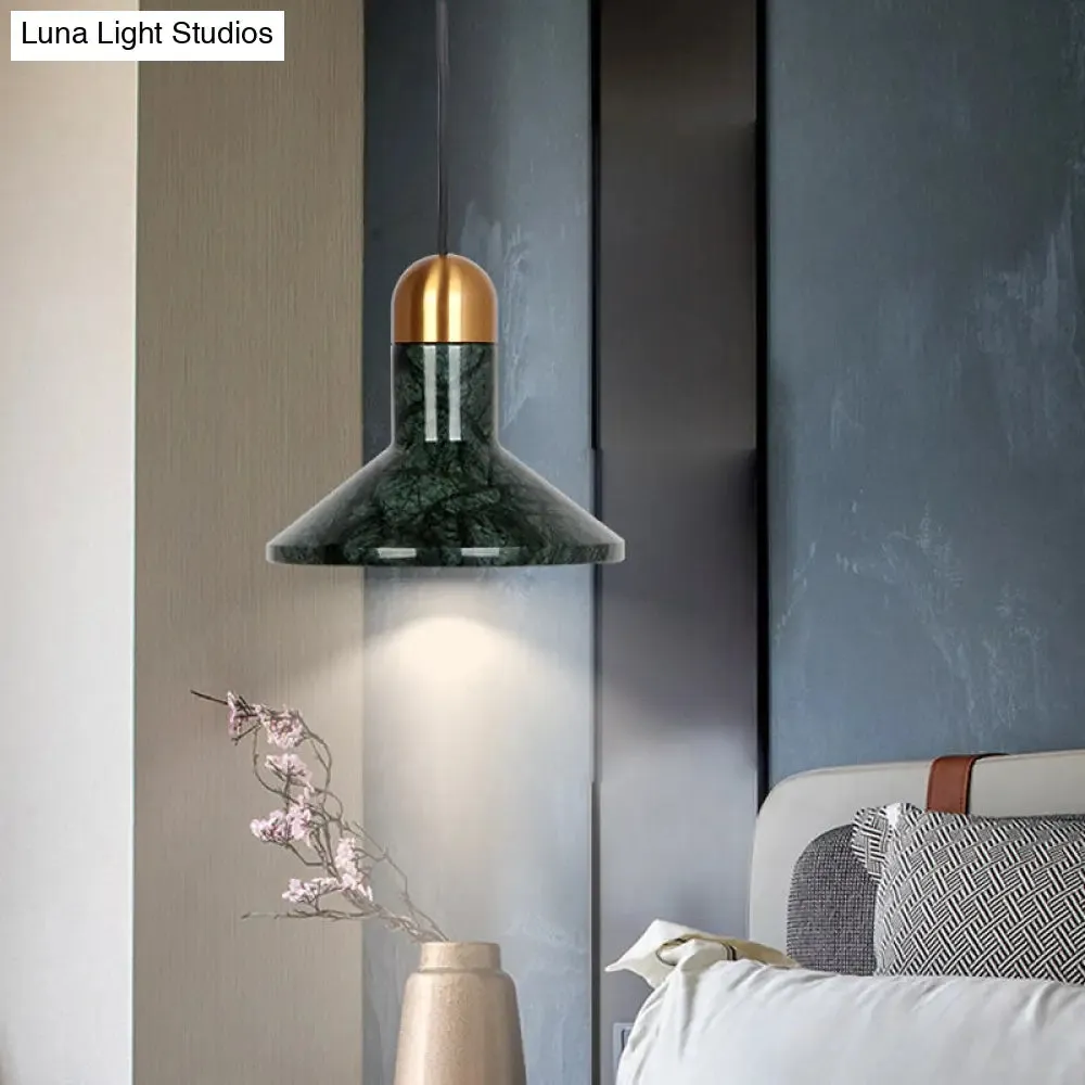 LED Marble Pendant Light Kit in Designer Black/White/Green for Living Room