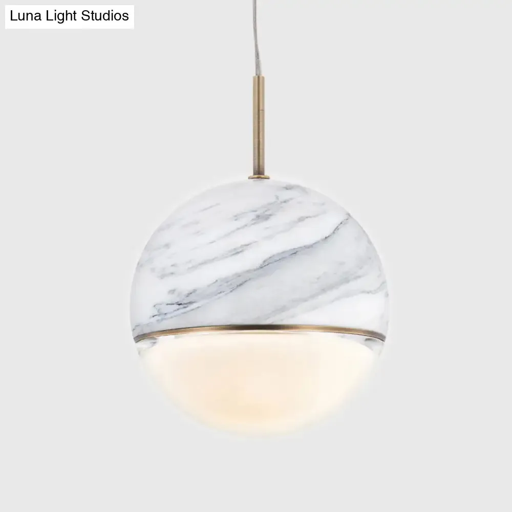 LED Marble Pendant Light Kit in Designer Black/White/Green for Living Room