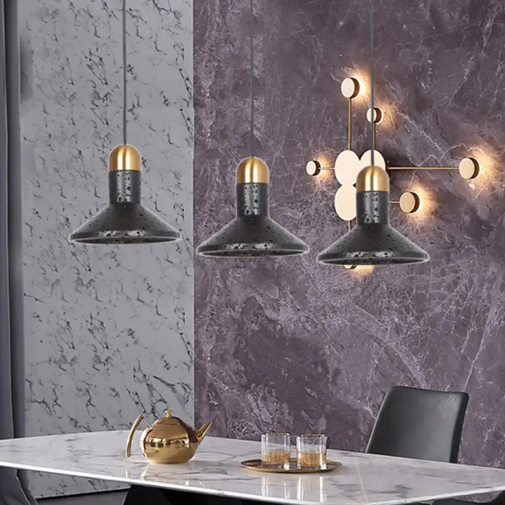 LED Marble Pendant Light Kit in Designer Black/White/Green for Living Room
