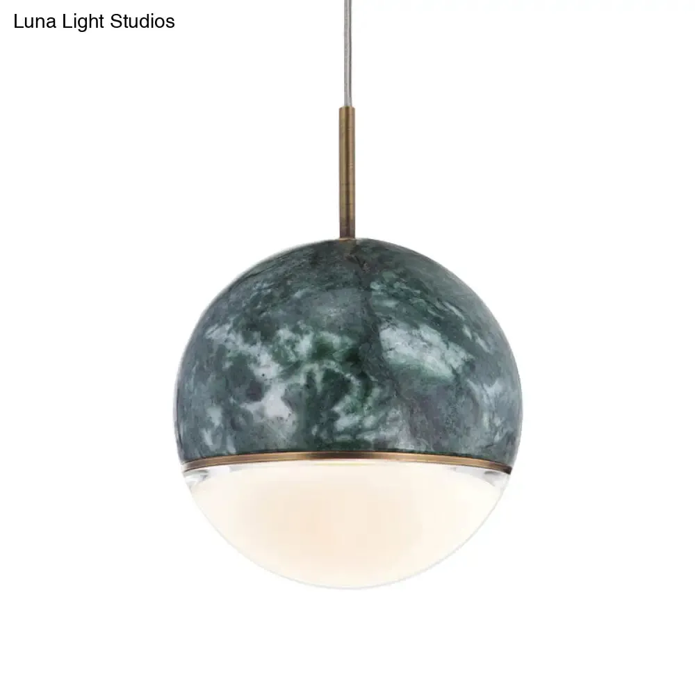 LED Marble Pendant Light Kit in Designer Black/White/Green for Living Room