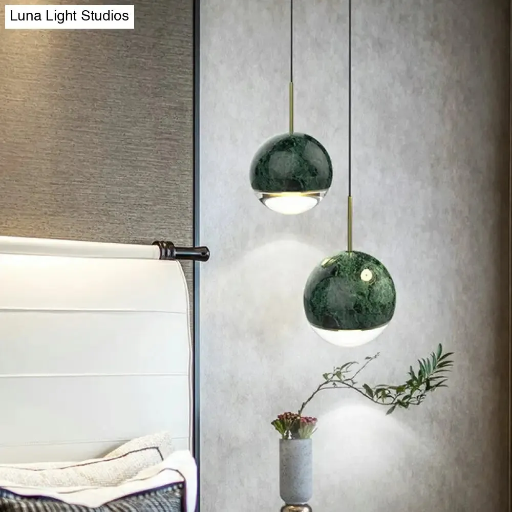 LED Marble Pendant Light Kit in Designer Black/White/Green for Living Room