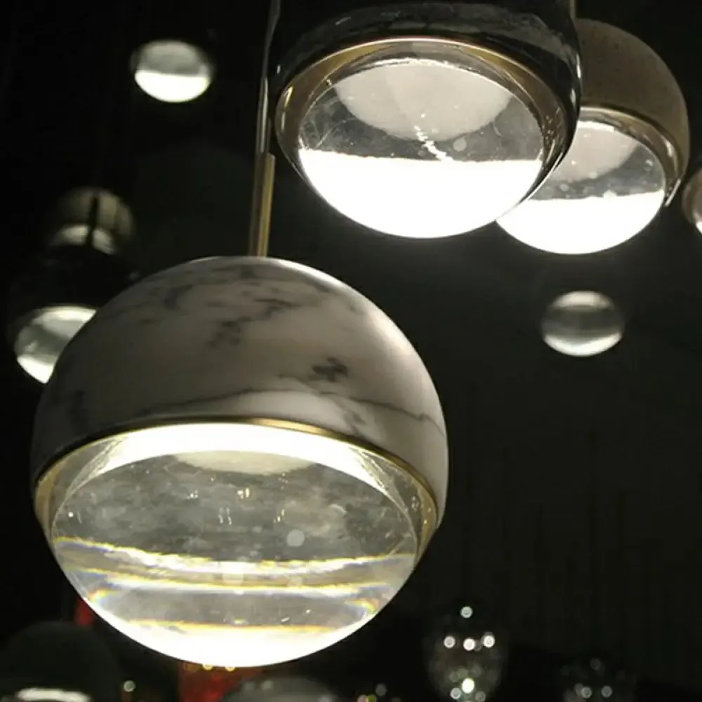 LED Marble Pendant Light Kit in Designer Black/White/Green for Living Room