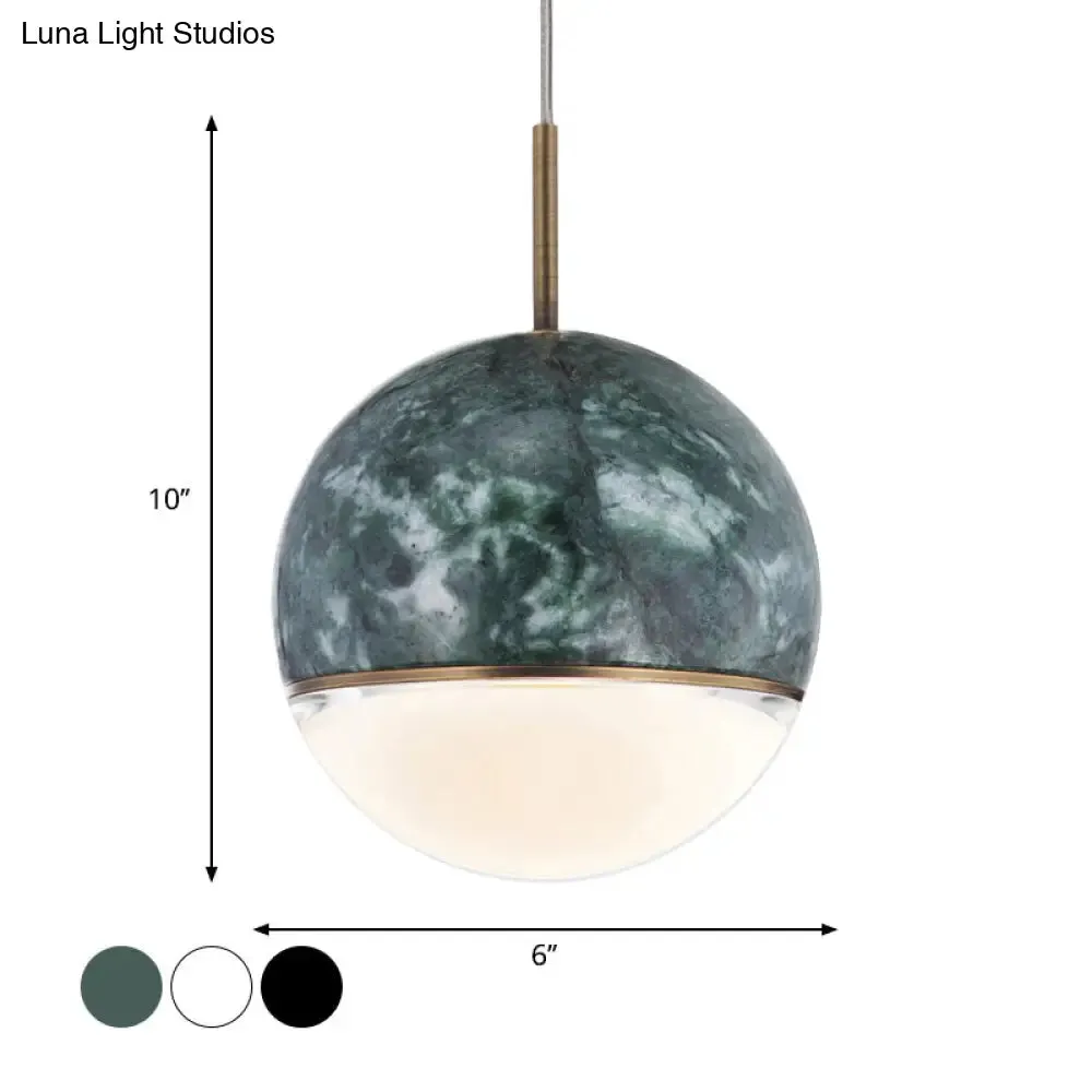 LED Marble Pendant Light Kit in Designer Black/White/Green for Living Room
