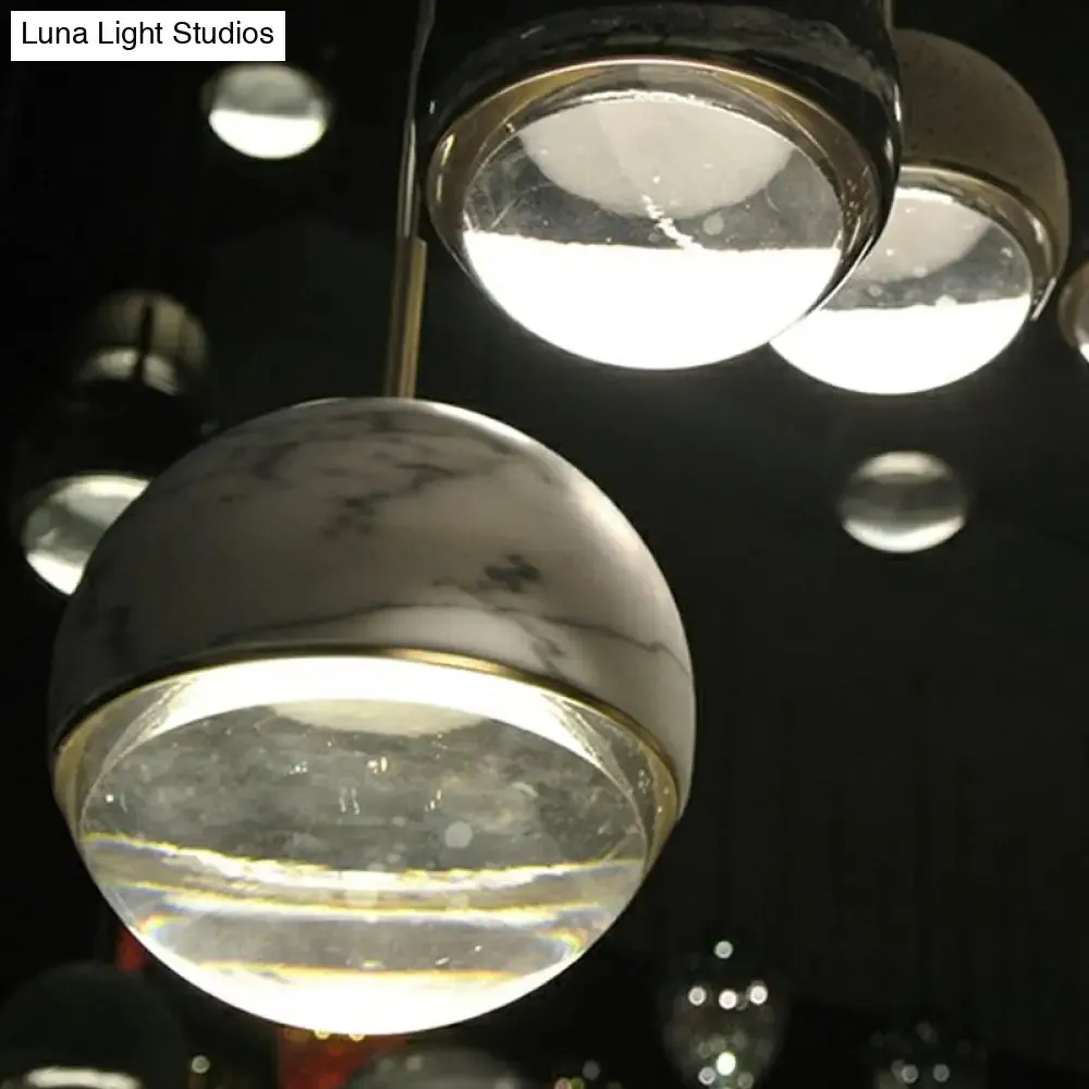 LED Marble Pendant Light Kit in Designer Black/White/Green for Living Room