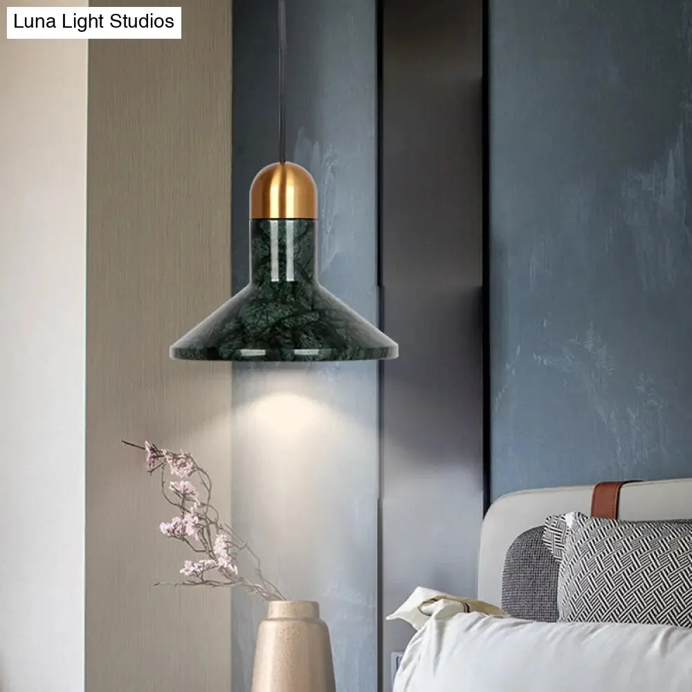 LED Marble Pendant Light Kit in Designer Black/White/Green for Living Room