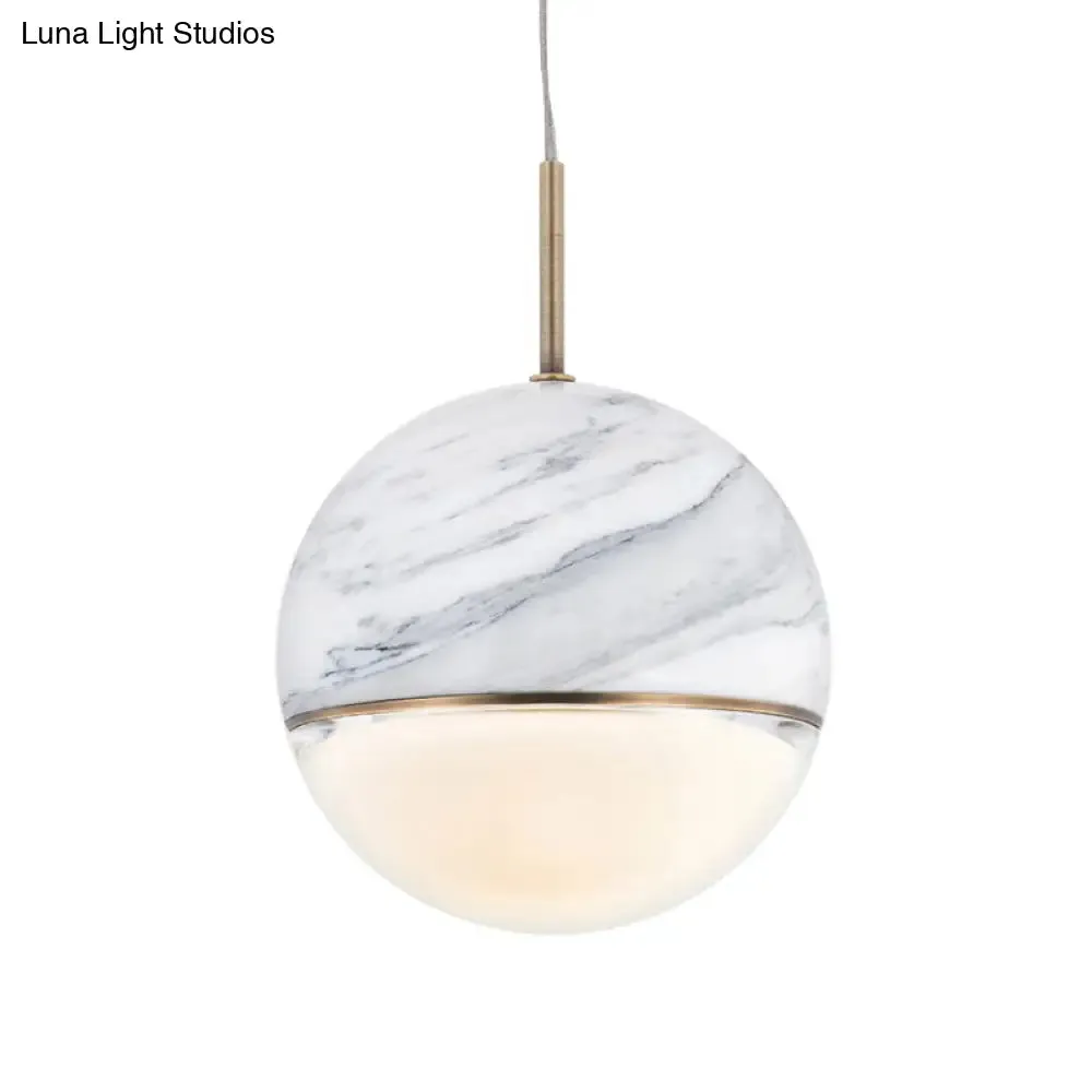 LED Marble Pendant Light Kit in Designer Black/White/Green for Living Room