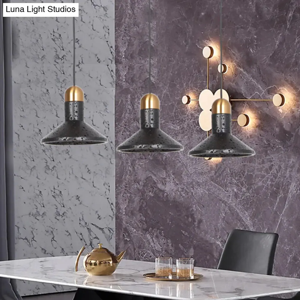 LED Marble Pendant Light Kit in Designer Black/White/Green for Living Room