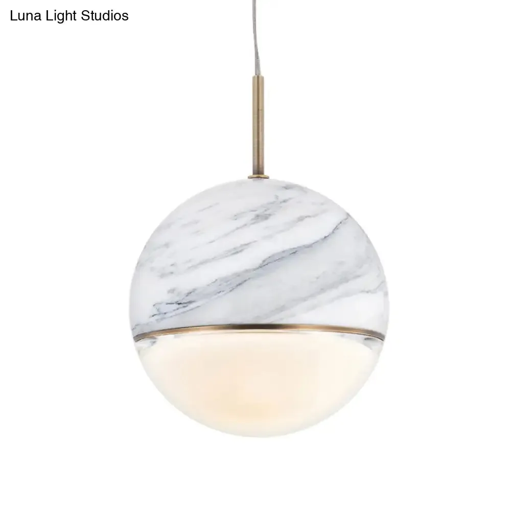 LED Marble Pendant Light Kit in Designer Black/White/Green for Living Room