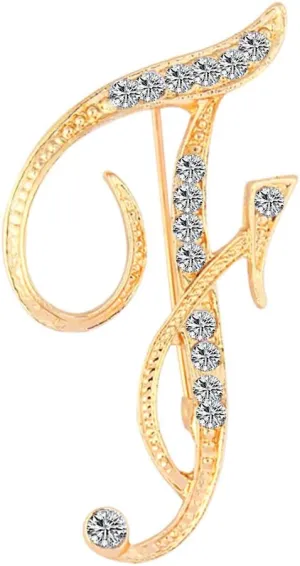 Letter Brooch Pins Initial Rhinestone Brooch for Women Crafts Gold A-Z