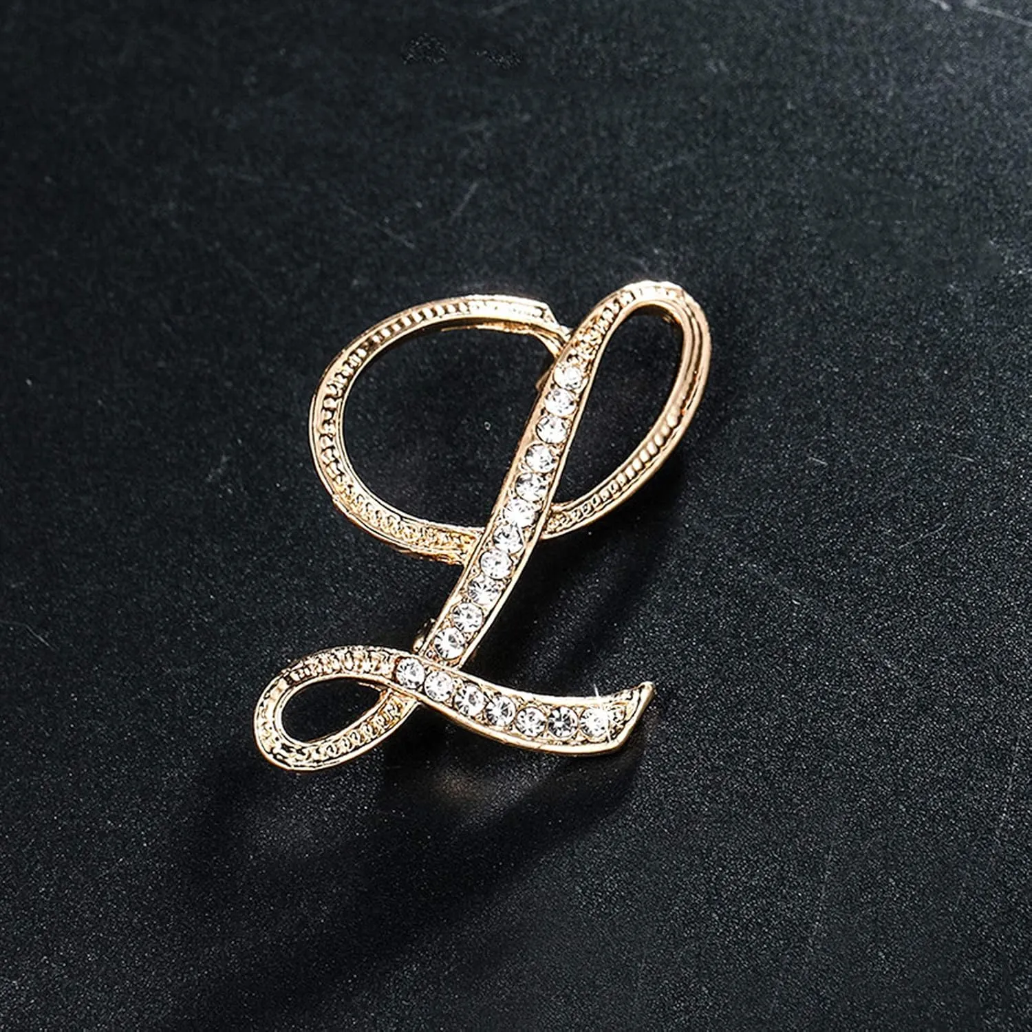 Letter Brooch Pins Initial Rhinestone Brooch for Women Crafts Gold A-Z