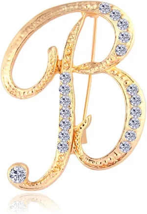 Letter Brooch Pins Initial Rhinestone Brooch for Women Crafts Gold A-Z