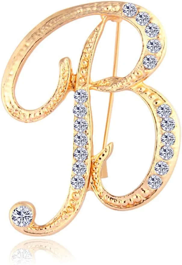 Letter Brooch Pins Initial Rhinestone Brooch for Women Crafts Gold A-Z