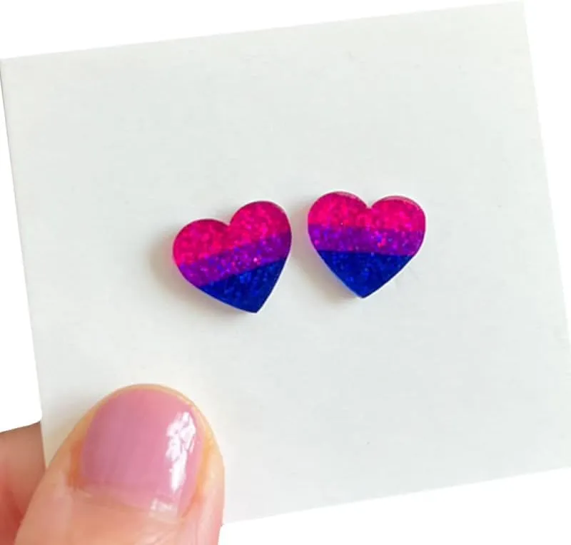 LGBT Pride Flag Heart Earrings Shiny Acrylic LGBT Rainbow Love Earrings Gay Bisexual Transgender Lesbian Pride Month Costume Accessories