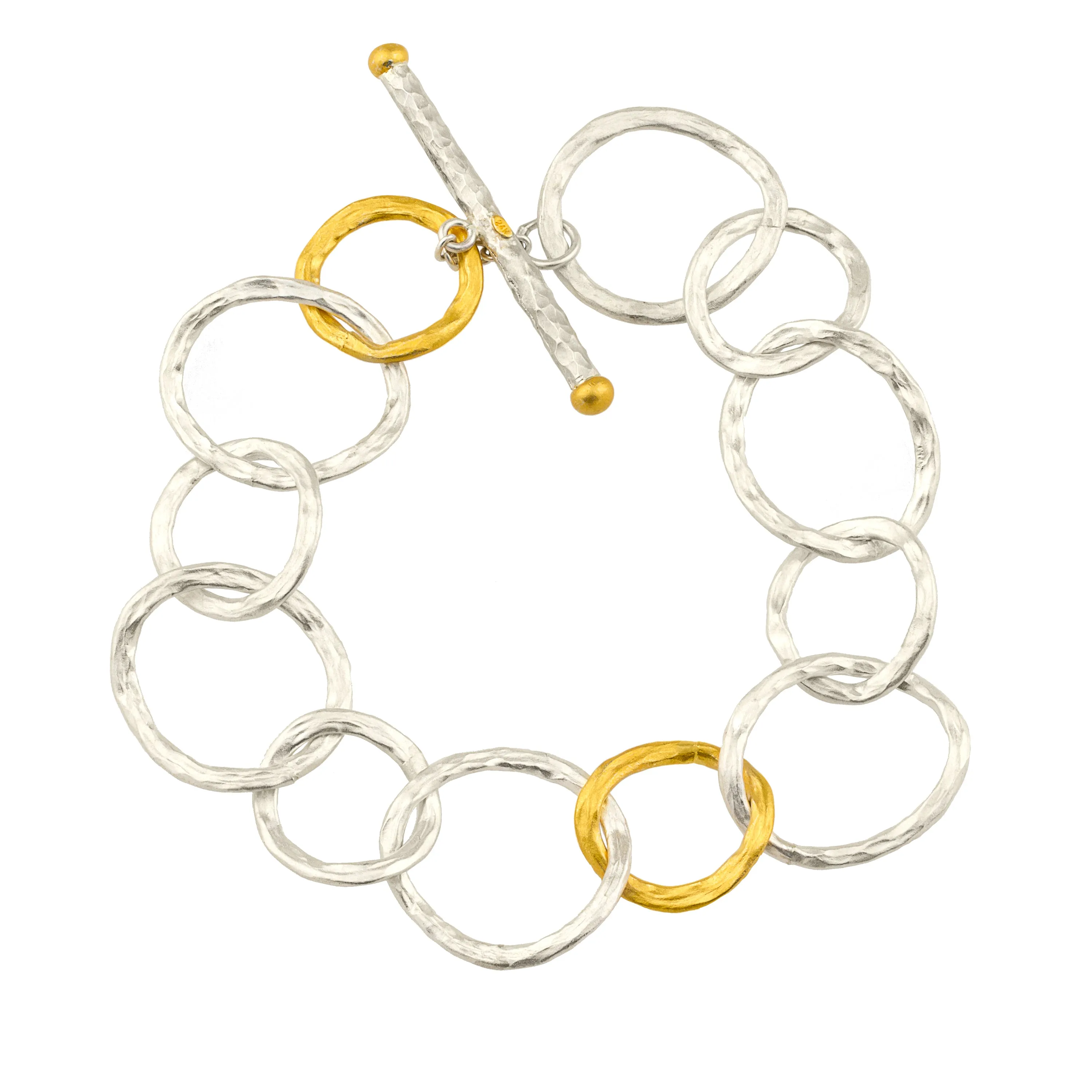 Lika Behar Bubbles Bracelet Sterling Silver & 24K Gold Toggle 7.5 BUB-B-606-SILG-18
