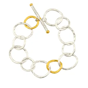 Lika Behar Bubbles Bracelet Sterling Silver & 24K Gold Toggle 7.5 BUB-B-606-SILG-18