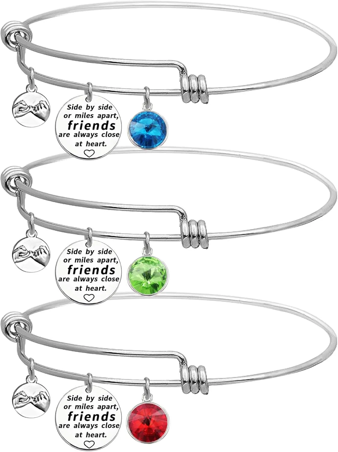 LINKY Set Of 3 Best Friends Forever Bangle Bracelet (White Friends)