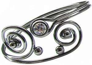 Linpeng Fashion Design Arty Curvy Gun Metal Zircon Wrap Bangle Bracelet