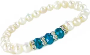 Linpeng womens Elegant Freshwater Cultured Pearls Birthstone Bracelet, Turquoise, 7 5 inch US