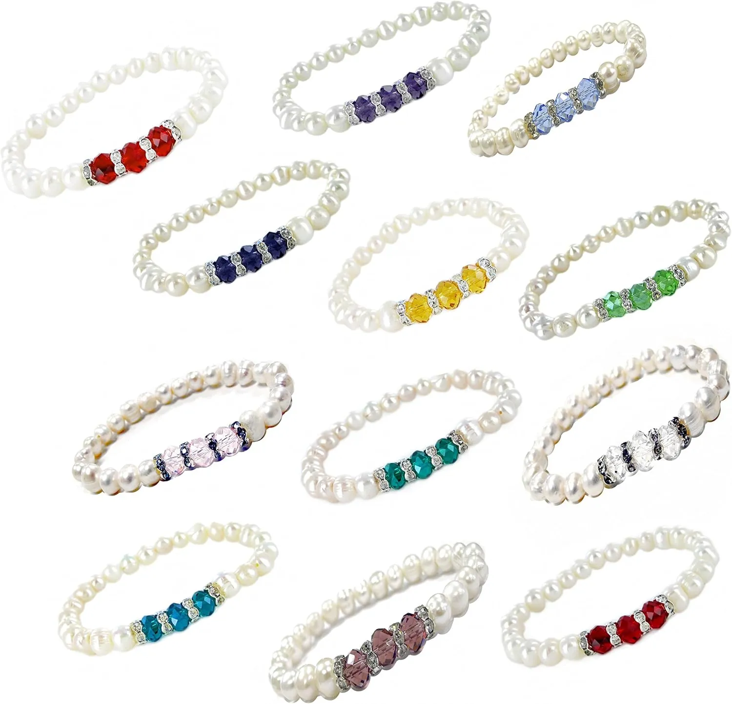 Linpeng womens Elegant Freshwater Cultured Pearls Birthstone Bracelet, Turquoise, 7 5 inch US