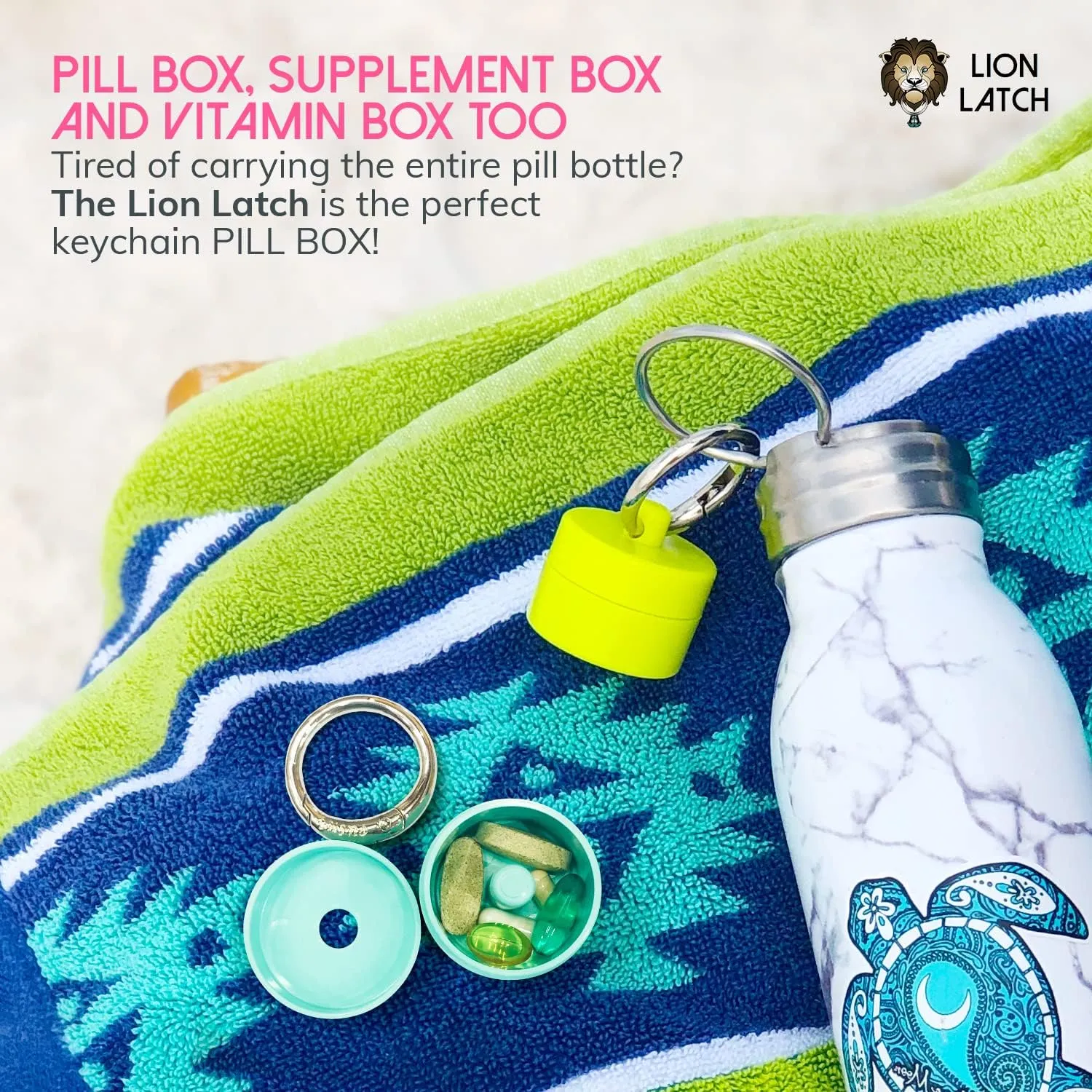 Lion Latch Travel Jewelry Box Case, Ring Holder on Shark Tank - Ring Holder for Women Girls with Keychain, Small Jewelry Organizer Boxes, Portable Ring Keeper Key Chain, Jewelry Storage Case