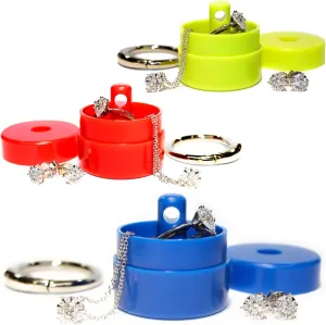 Lion Latch Travel Jewelry Box Case, Ring Holder on Shark Tank - Ring Holder for Women Girls with Keychain, Small Jewelry Organizer Boxes, Portable Ring Keeper Key Chain, Jewelry Storage Case