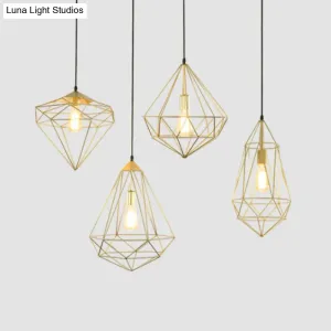 Loft Style Iron Wire Cage Pendant Lamp - Dining Room Suspension Light Fixture