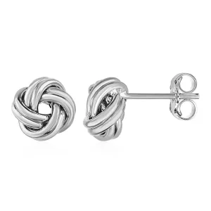 Love Knot Post Earrings in 14k White Gold Weight 1.3 grams