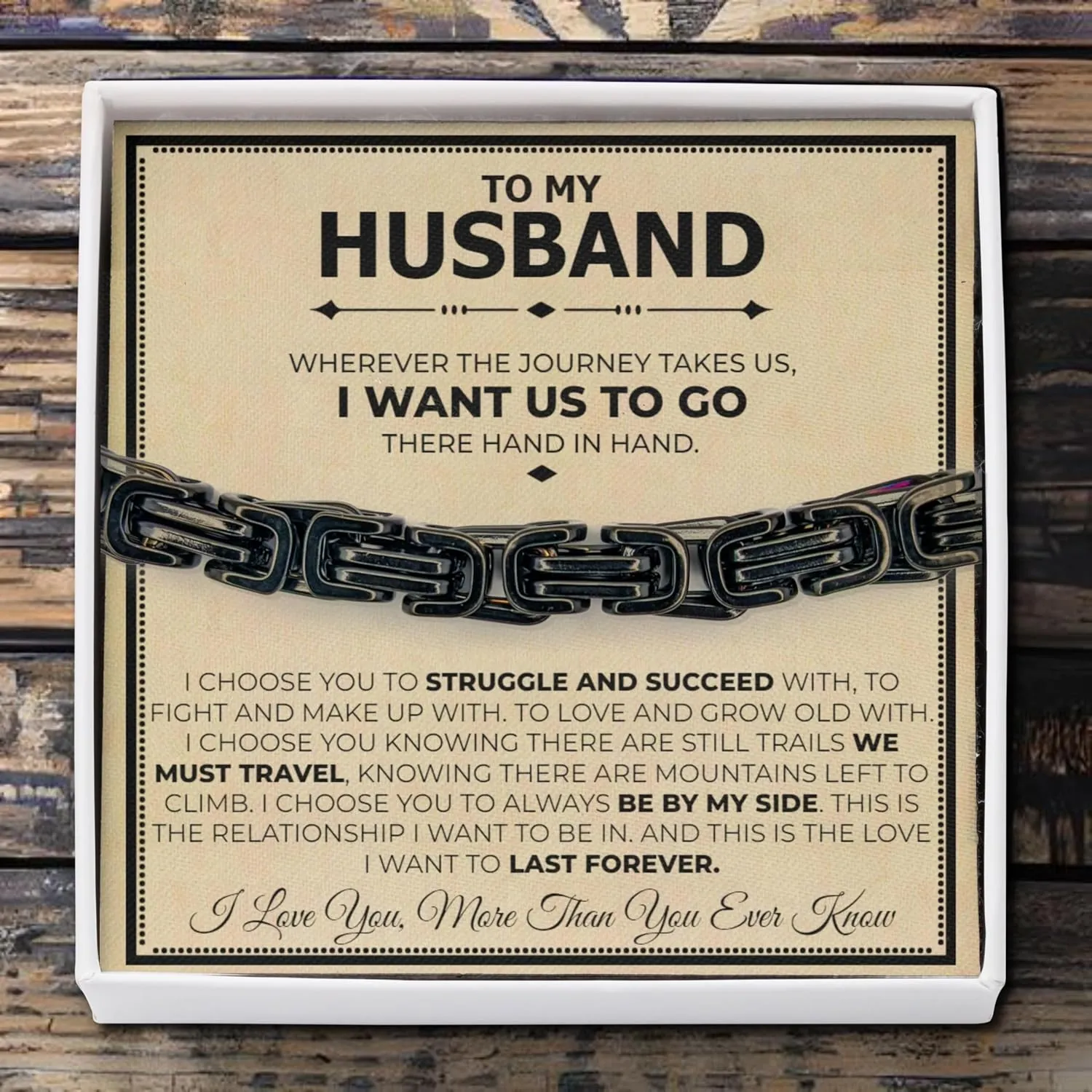 Love You This Much Jewelry Gift Set - Classic Steel Bracelet - Romantic Gift, Unique Husband Gifts
