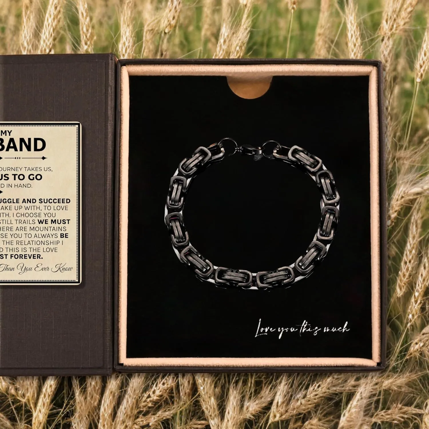 Love You This Much Jewelry Gift Set - Classic Steel Bracelet - Romantic Gift, Unique Husband Gifts