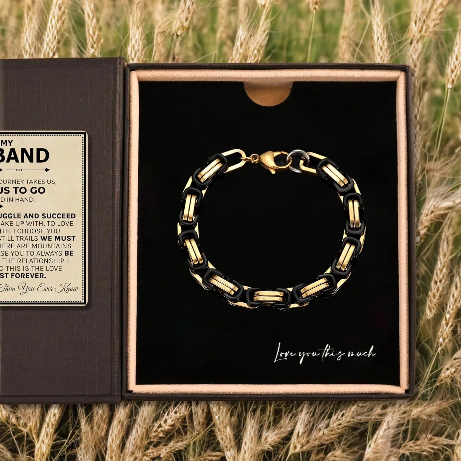 Love You This Much Jewelry Gift Set - Classic Steel Bracelet - Romantic Gift, Unique Husband Gifts
