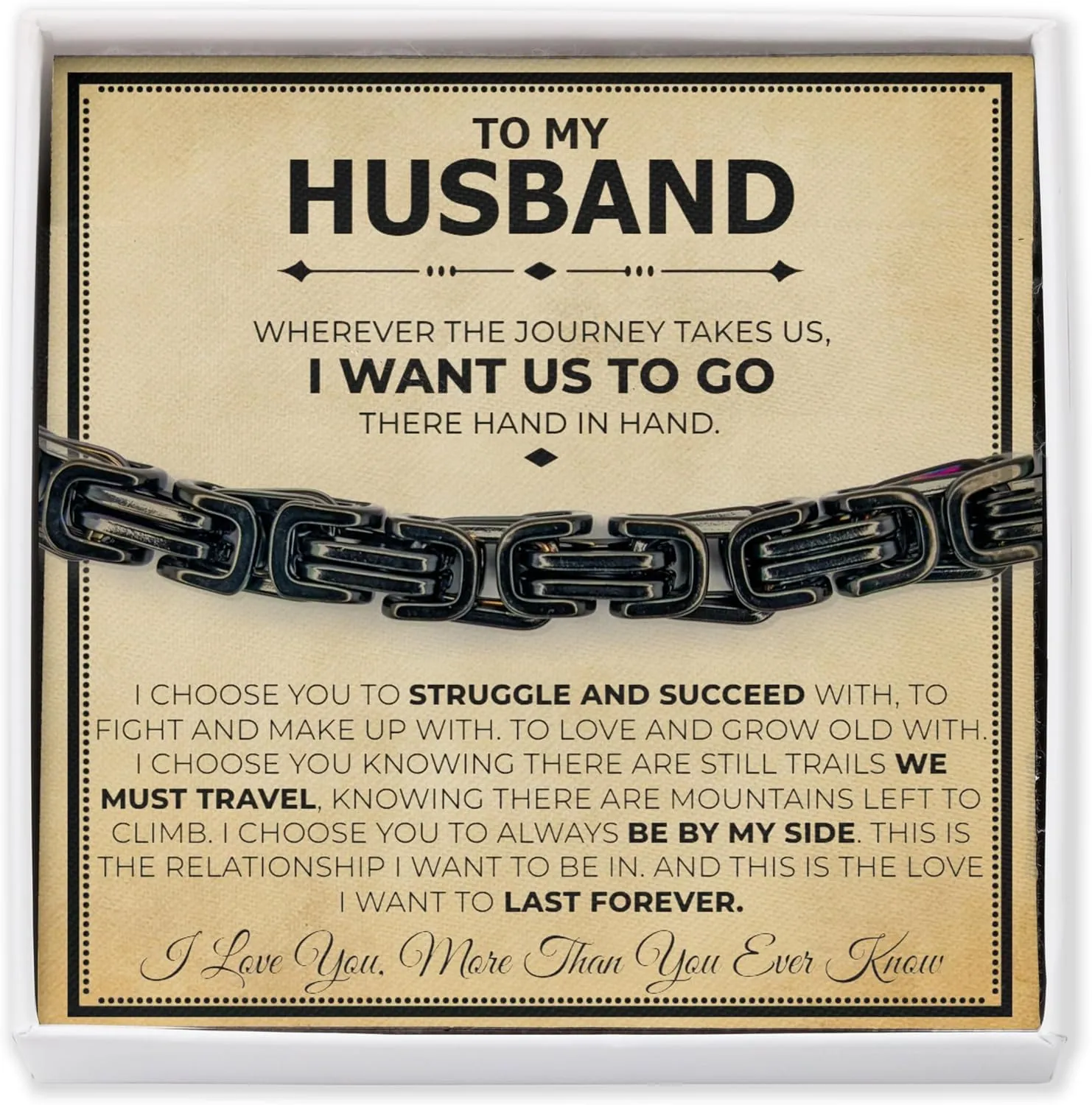Love You This Much Jewelry Gift Set - Classic Steel Bracelet - Romantic Gift, Unique Husband Gifts